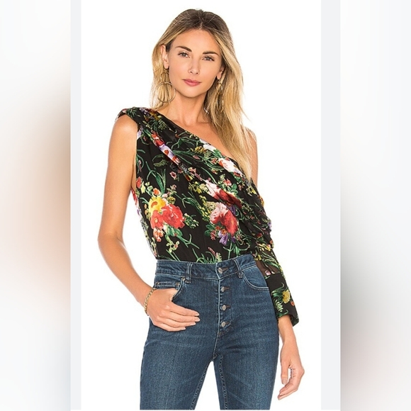 Alice + Olivia serita drape one sleeve top size small - Picture 7 of 11